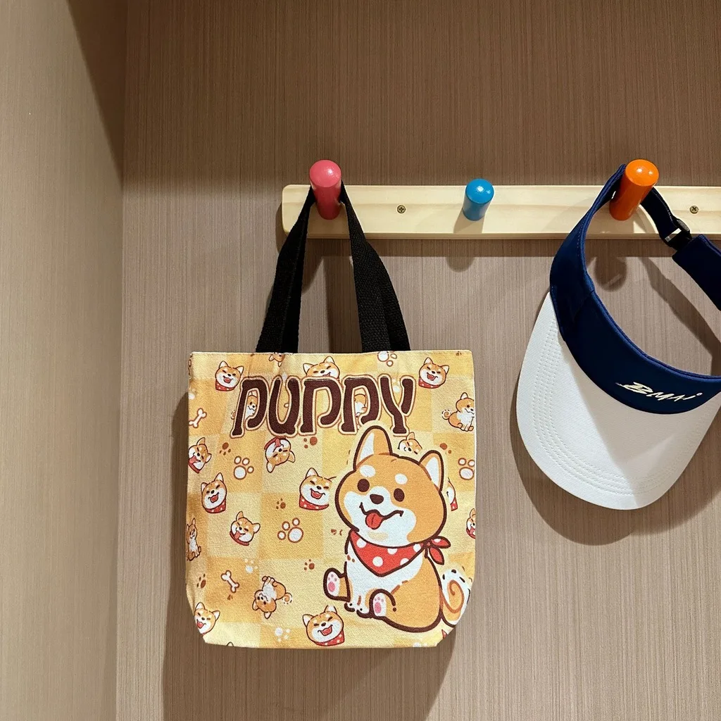 Cartoon Animal Canvas Lunch Bag Portable Bento Lunch Box Tote Bag Women Kids Reusable Food Container Bag Student Storage Handbag view 6