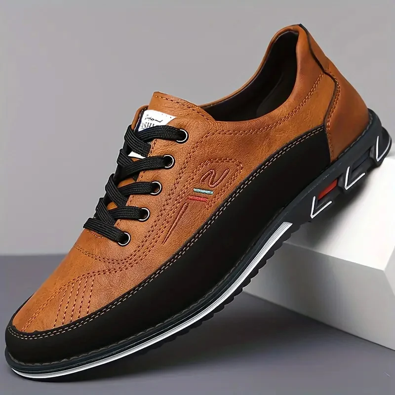 Men's Business Casual Shoes, Solid Color, Pvc Sole, Comfortable for All Seasons