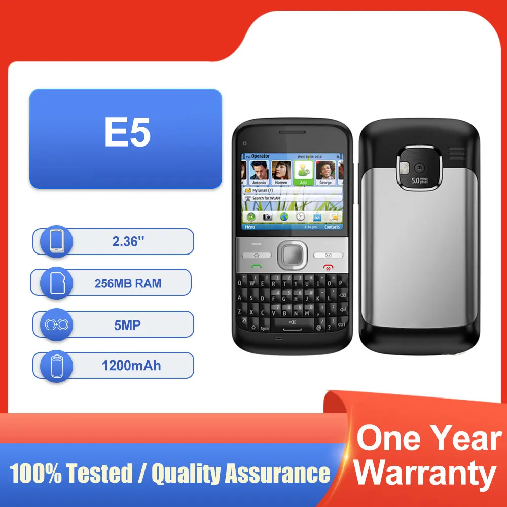 الأصلي مقفلة E5 شريحة واحدة بلوتوث 2.36 "1200mAh مكبر الصوت شحن سريع الهاتف المحمول في حالة جيدة