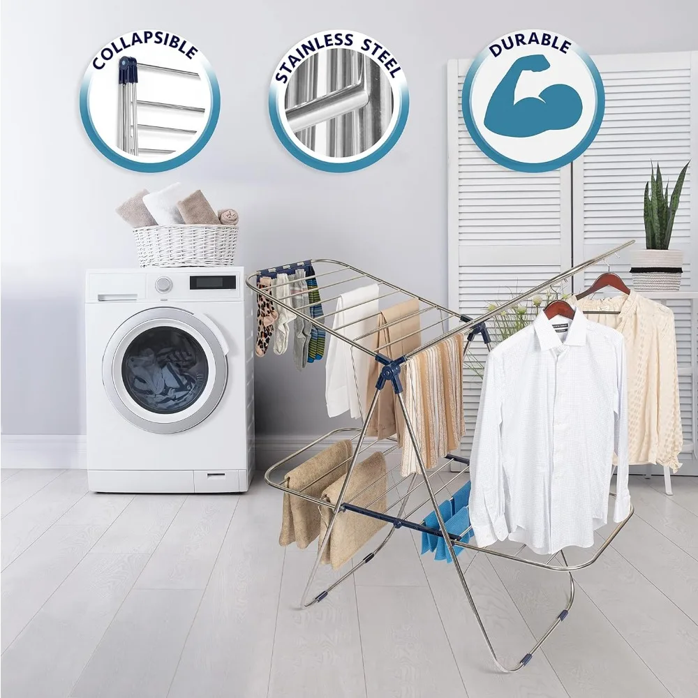 

Premium Clothes Drying Rack - Foldable 2-Layer Laundry Drying Rack Clothing – Collapsible & Free Standing with Height