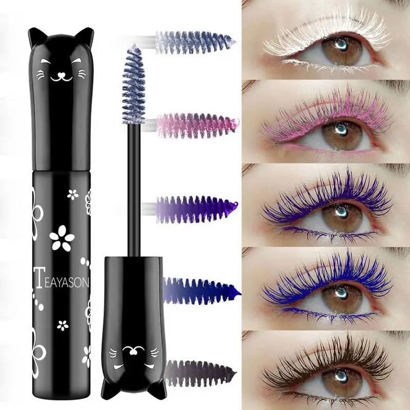 Mascara Makeup Classic French Cat Eyes Extreme Length False Lash Effect 6 Colors Mascara Feathery Soft Full Lashes Waterproof