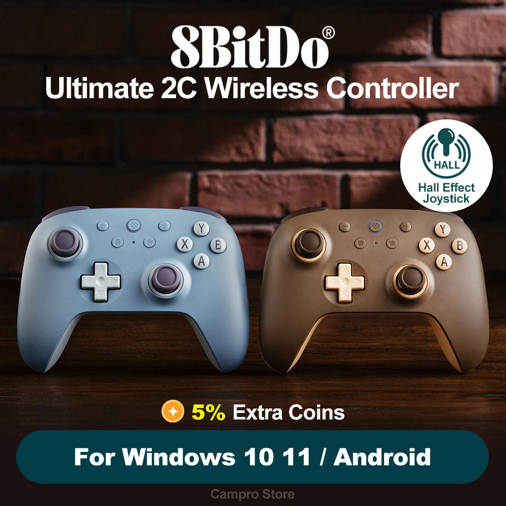 8BitDo Ultimate 2C 무선 컨트롤러, PC 윈도우 10 11 안드로이드용, 홀 효과 트리거 조이스틱, 엑스트라 범퍼, 새로운 색상