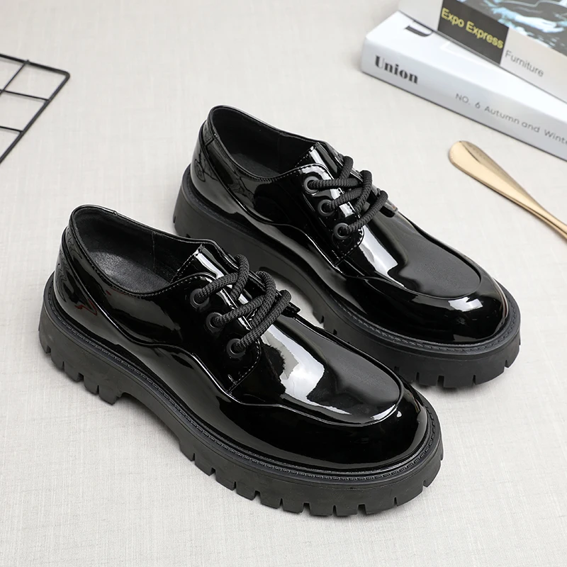 

Мужские черные туфли дерби из искусственной кожи на толстой подошве, классические профессиональные деловые деловые мужские туфли, размер 38-46