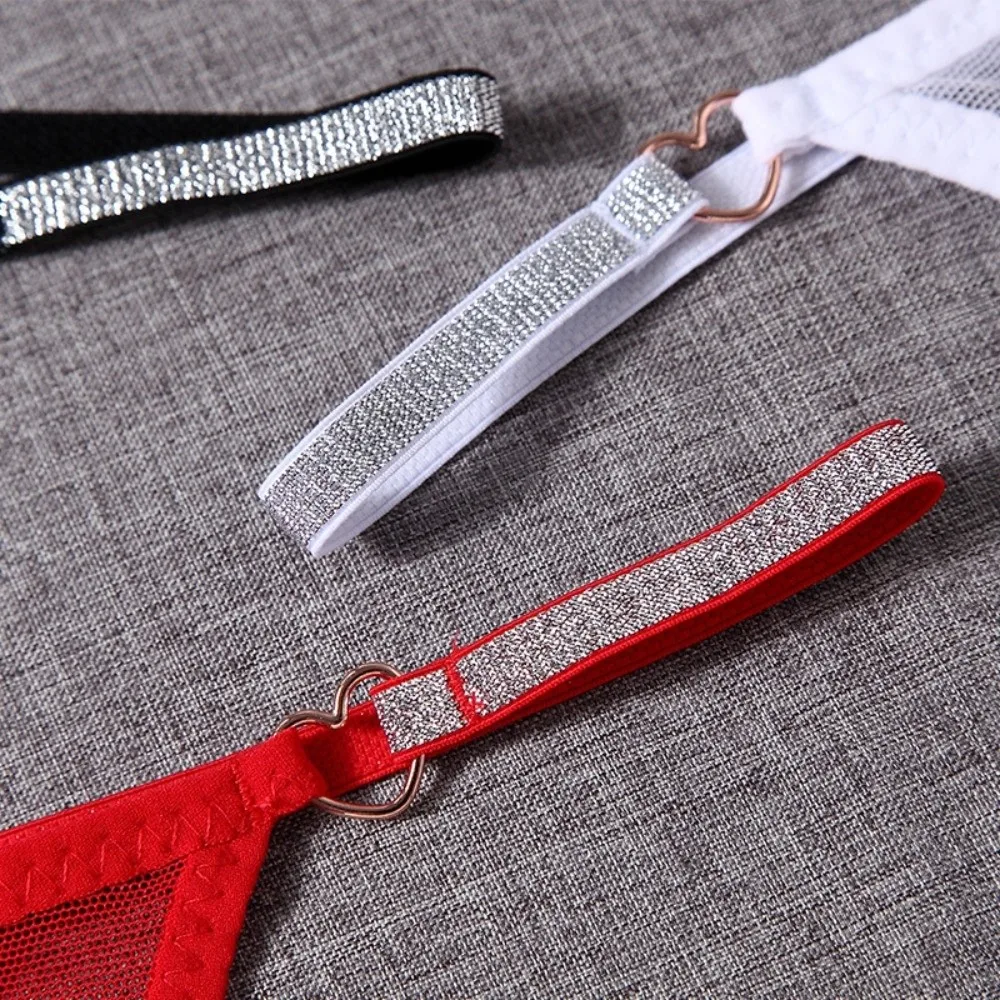 Thin Mesh Men Hollow Thongs Low Waist Underpants Male Transparent Briefs Lingerie Love Heart Print Men's Sheer Panties