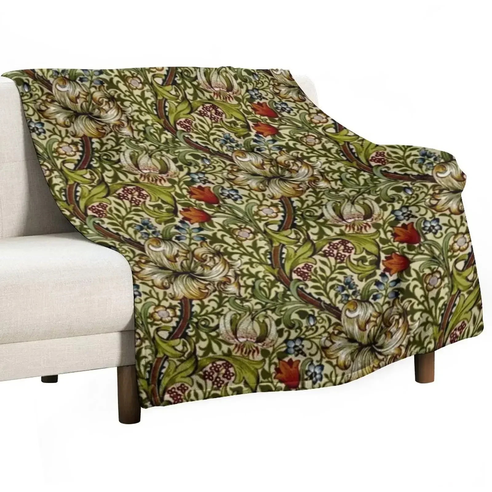 

William Morris Golden Lily Throw Blanket decorative for sofa Blankets