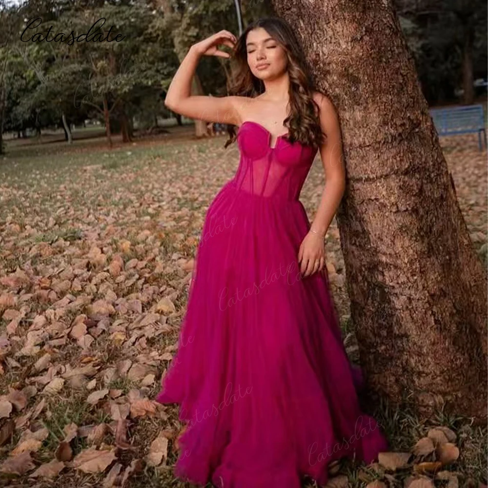 Catasdate 恋人イブニングドレス チュール A ライン パーティードレス 多層 プロムドレス フォーマルドレス カスタマイズ