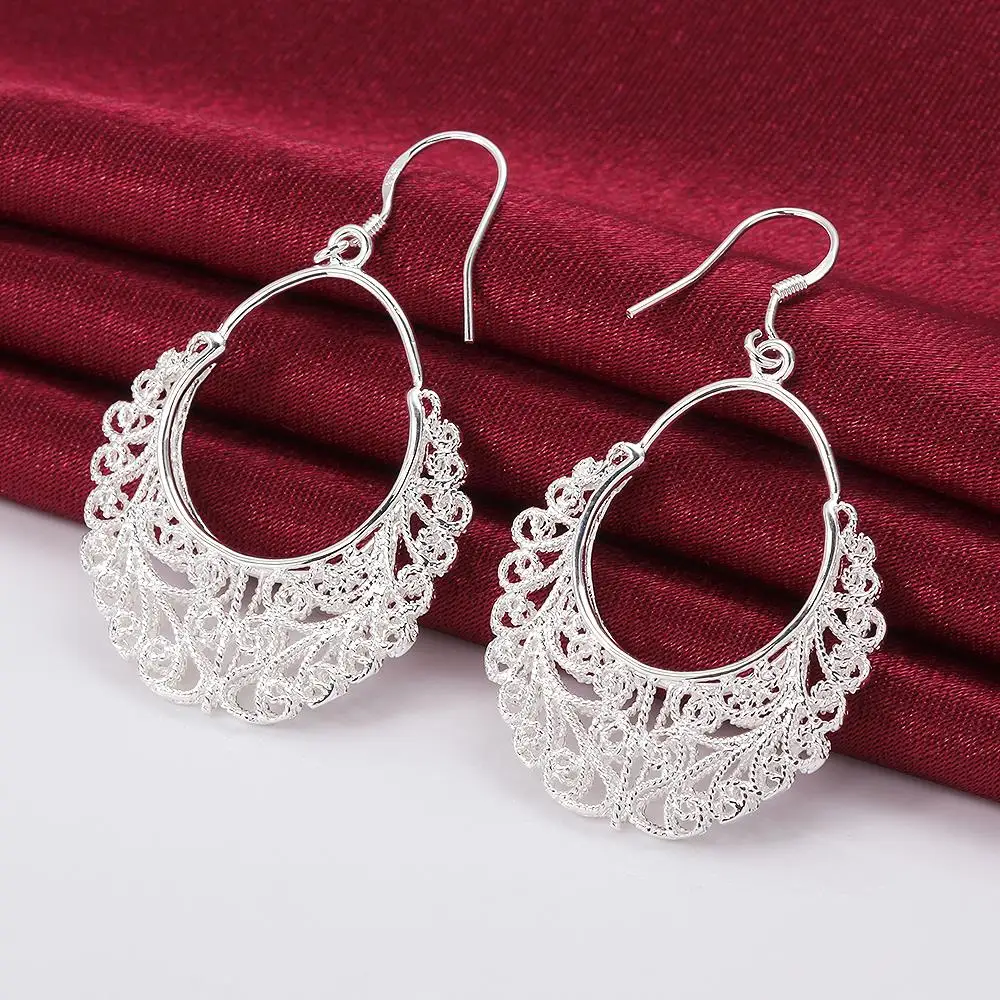 

New in 925 Sterling Silver Hollow Flower Drop Dangle Earrings For Women Luxury Jewelry Wholesale Novelties 2023 Trend to Sell