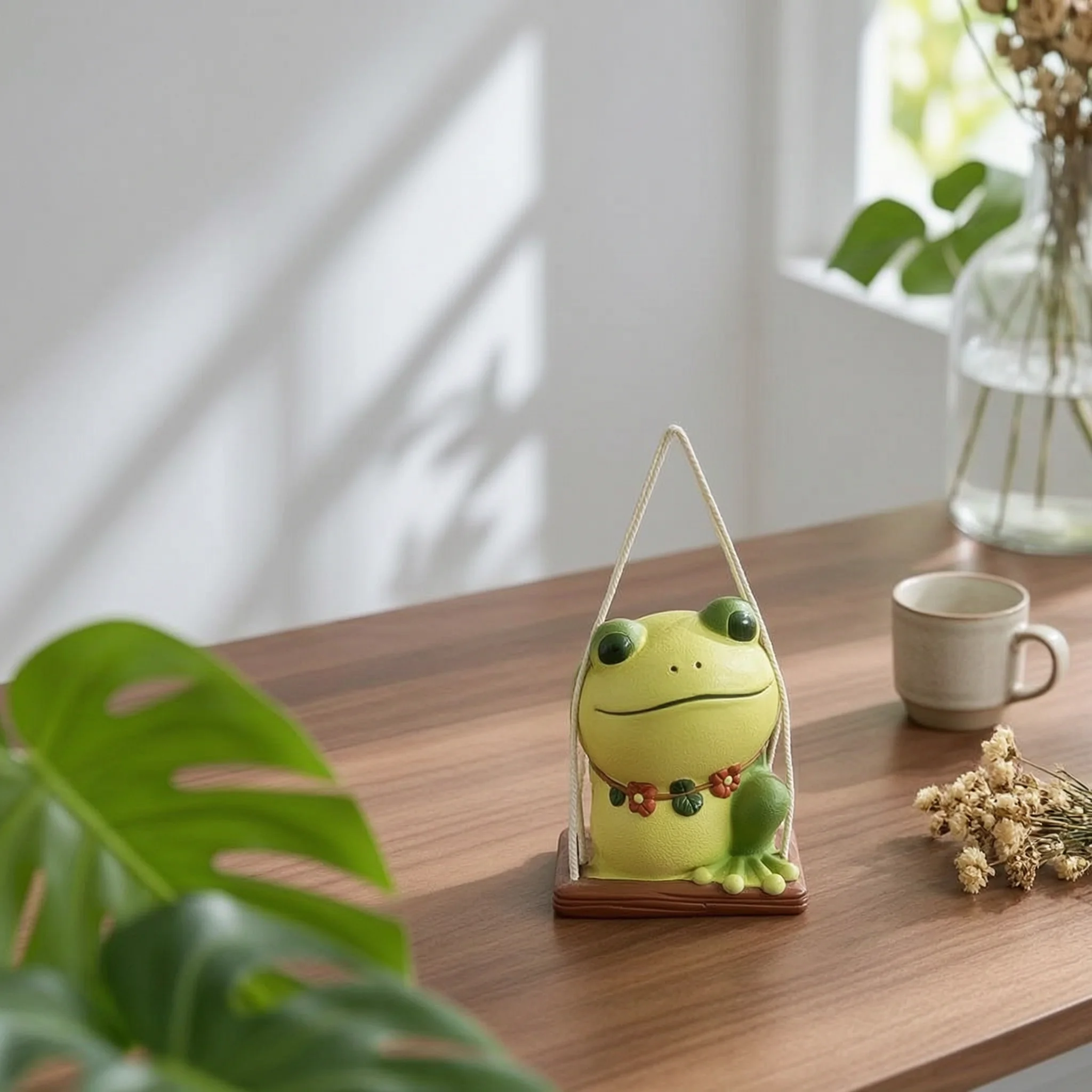 Frog Hanging Planter Hand-Painted Garden Decor for Patio