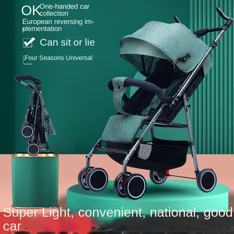 Kinderwagen Vierwiel Lichtgewicht Hoge Landschap Pasgeboren Reiswagen Opvouwbare Tweeweg Draaibare Stoel Verstelbare Baby Auto