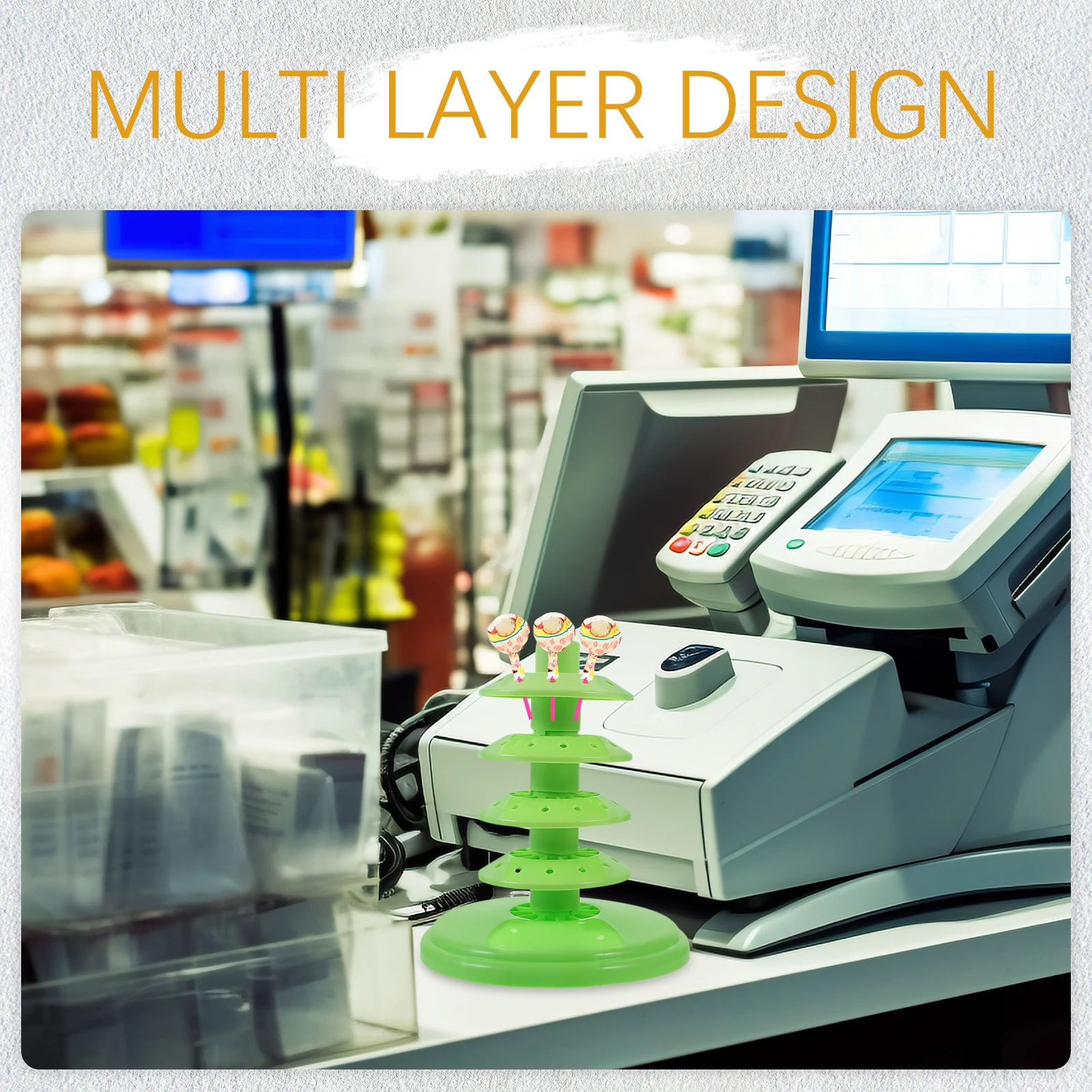 Candy Display Stand 5 Layers Green Multi Hole Lollipop Holder Rack Snack Props Cake Pops Stand Tabletop Display Accessory