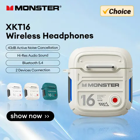 오리지널 몬스터 XKT16 TWS 무선 블루투스 V5.3 헤드폰, HD 통화 이어폰, 저지연 게이밍 이어버드, 긴 대기 시간 헤드셋