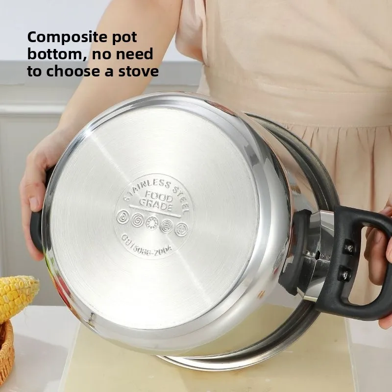 304 stainless steel pressure cooker household safety explosion-proof large-capacity saucepan