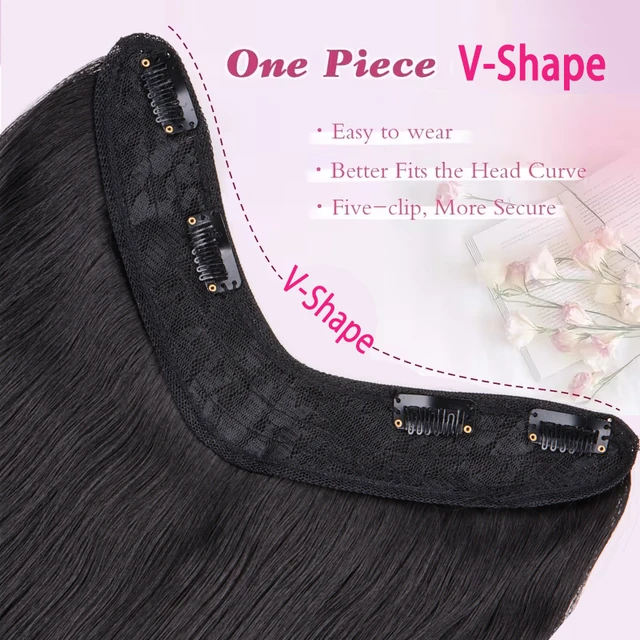 22Inch Synthetic Long Straight Layered V-Shaped Clip-in Hair Extension 4 Clip Heat Resistant Hairpiece for Women 3
