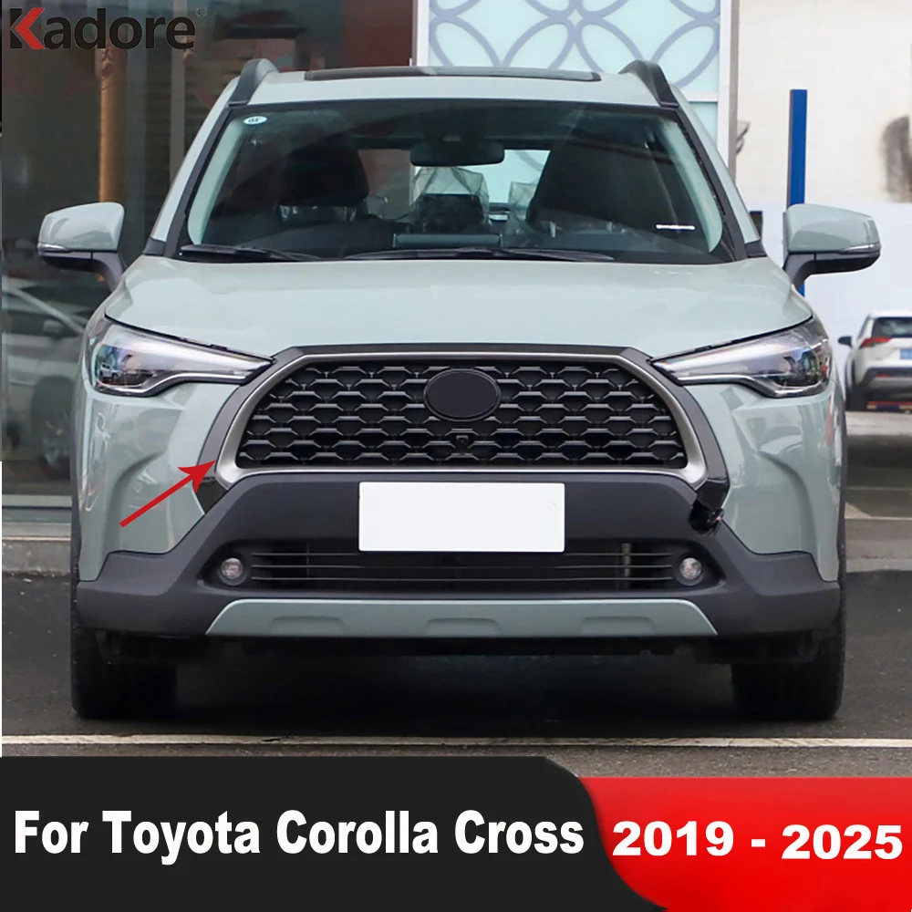 For Toyota Corolla Cross 2019-2021 2022 2023 2024 2025 Carbon Fiber Car Front Center Grille Grill Around Cover Trim Accessories