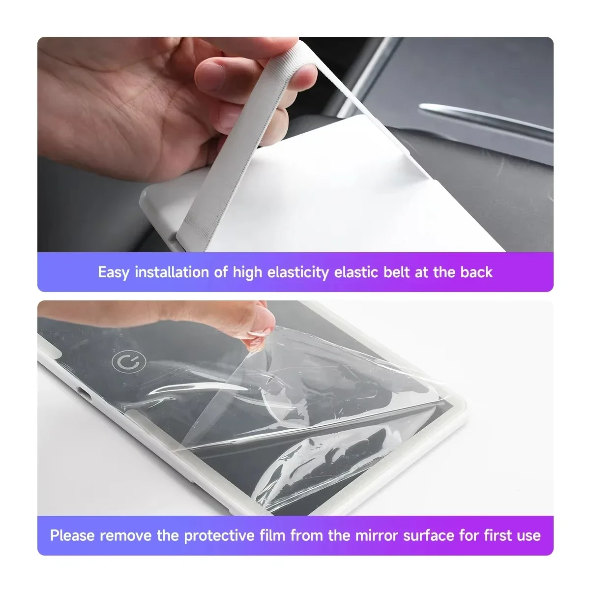 مرايا داخلية للسيارة، لوحة واقي من الشمس، مرآة مكياج عالية الدقة LED للفتيات والنساء، قابلة لإعادة الشحن، مرآة زينة رفيعة عالمية #4