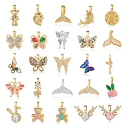Conch Deer Head Mermaid Tail Zircon DIY Jewelry Pendant Rabbit Snake Butterflry Bear Brass CZ Charms Necklace Pendants