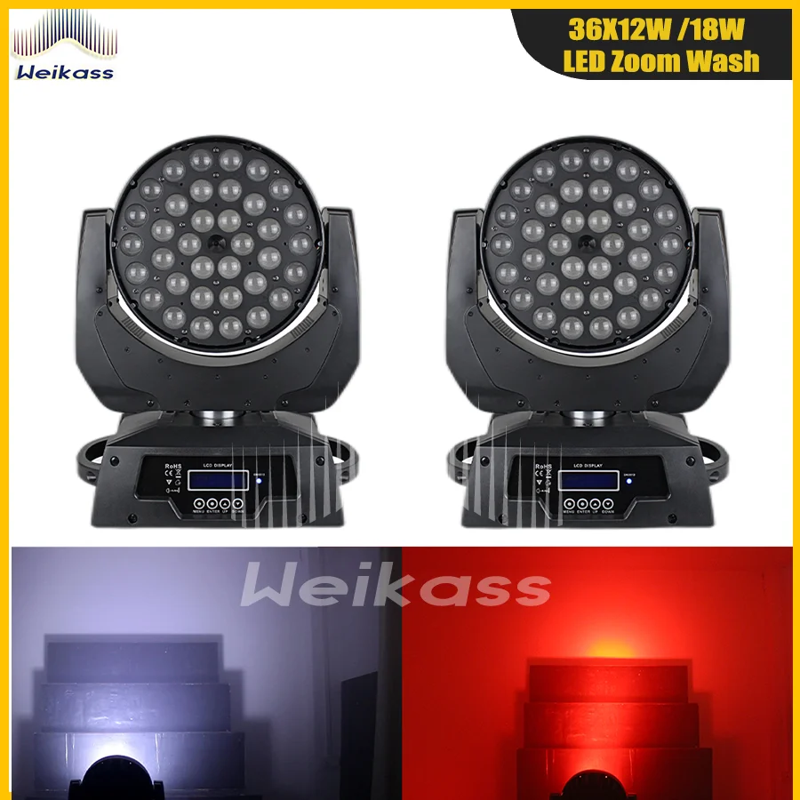 

Weikass RGBW 4in1 LED 36X12W Wash Zoom Moving Head Stage Light DJ Disco Party Bar Dance Floor Stage Effect Lighting Equipment