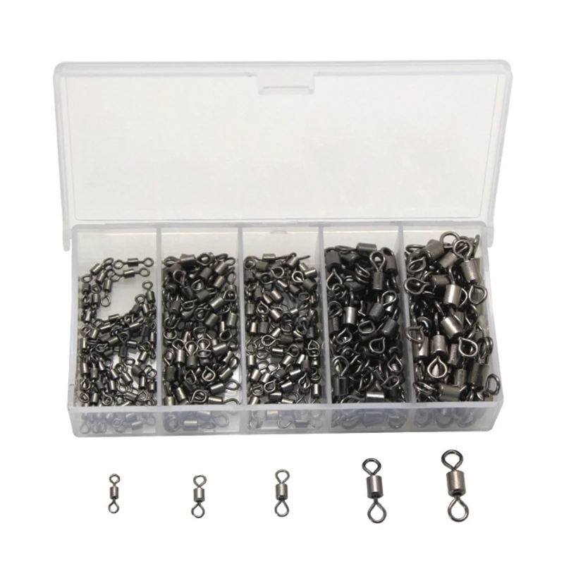 250pcs Rolling Balls Bearing Fishing Swivels Coppers Alloy Barrels Fishing Swivels Fishing Tackle Line Connector Enduring