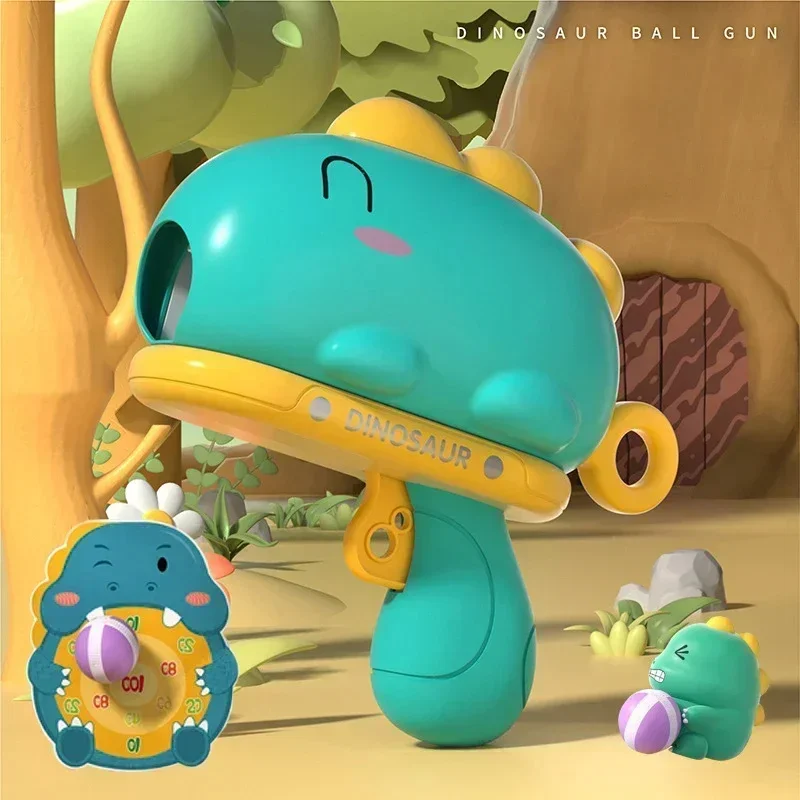 เด็กการ์ตูนไดโนเสาร์ Sticky Ball ปืนของเล่น Catapult เป้าหมาย Dart Board ยิงกีฬาซอฟท์บอล Interactive สําหรับชายหญิงของขวัญ