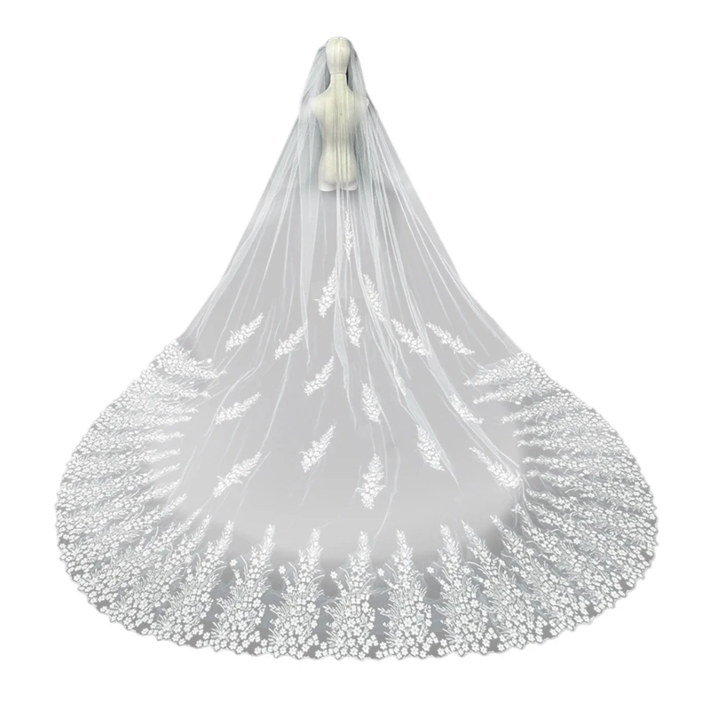 Elegant Long Tail Bridal Veil Soft Tulle Cathedral Bride Veil for Wedding Gowns Dropship