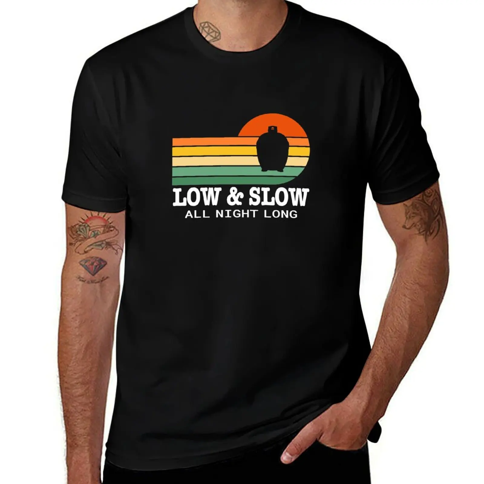 

Low and Slow All Night Long - Kamado Edition BBQ All Night. Smoke Meat All Night T-Shirt t shirt man plain T-Shirt