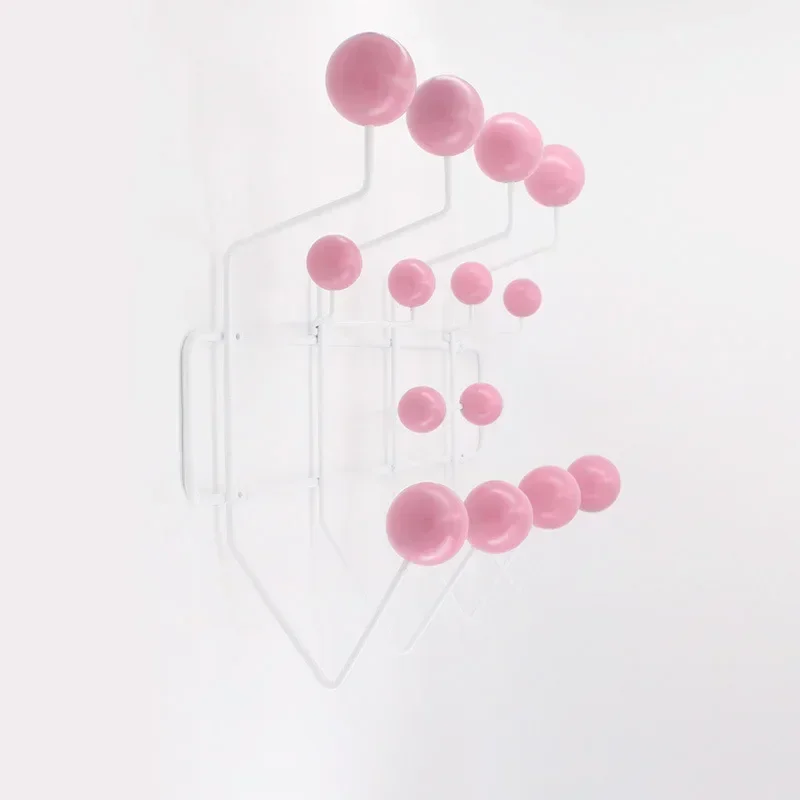 Kindergarten Iron Clothes Rack with Solid Wood Ball Wall Hanging Clothes Hook Recibidor Mueble Entrada