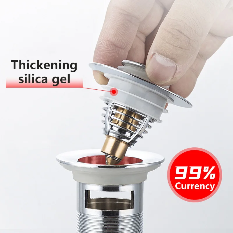 Universal Stainless Steel Basin Pop-Up Bounce Core Basin Drain, Sink Filter, Bathtub Plug, Bathroom Tool