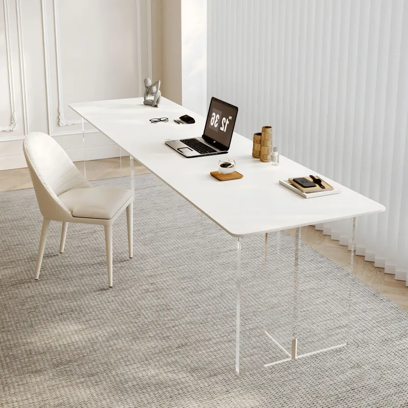 

Creamy white French minimalist style room offices office desks and workstations acrylic Room desks Computer desk