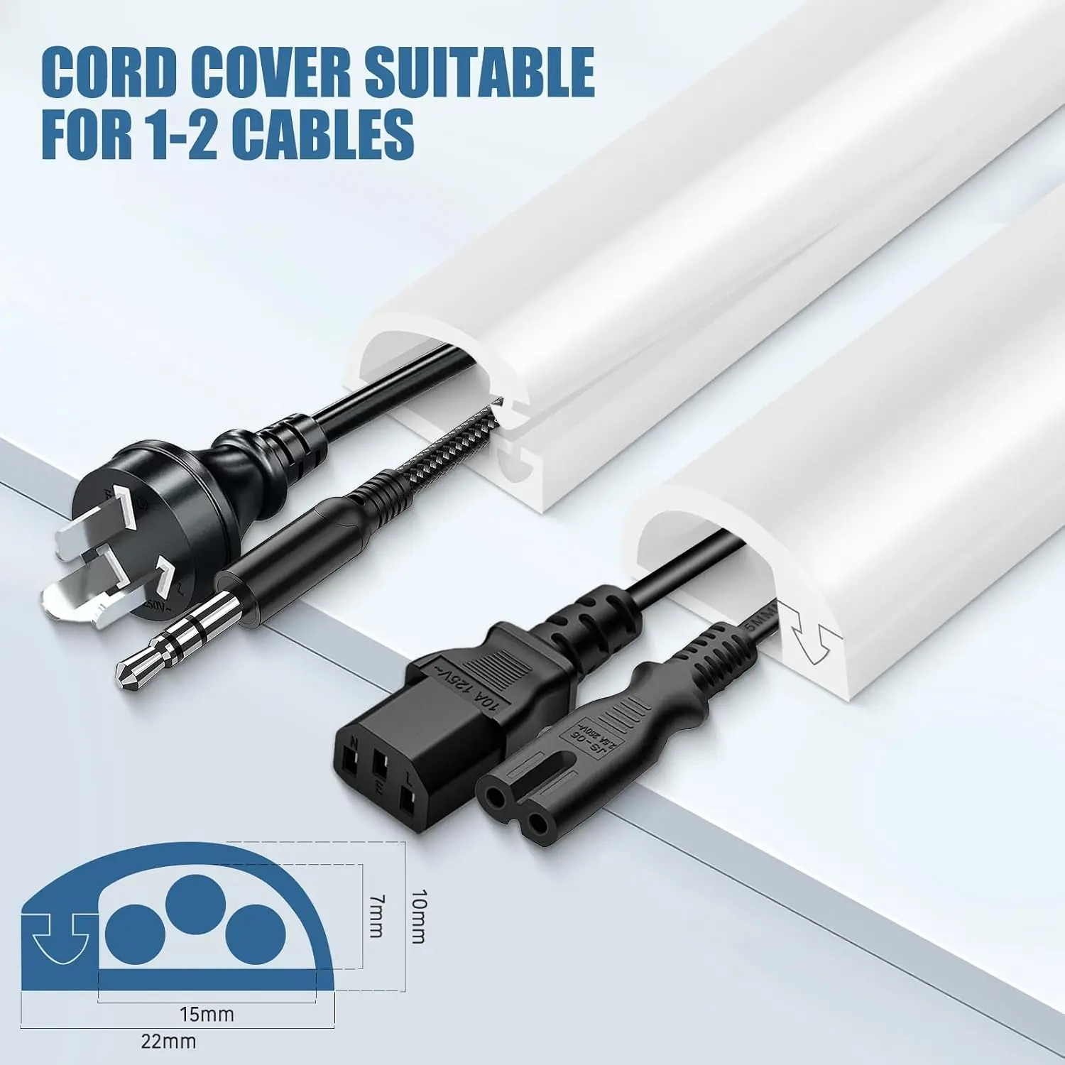 1PC 1M/2M/3Meters PVC Cord Hider for Wall, Self-Adhesive Side Open Cable Concealer, Flexible Cord Cover for TV, Home Office