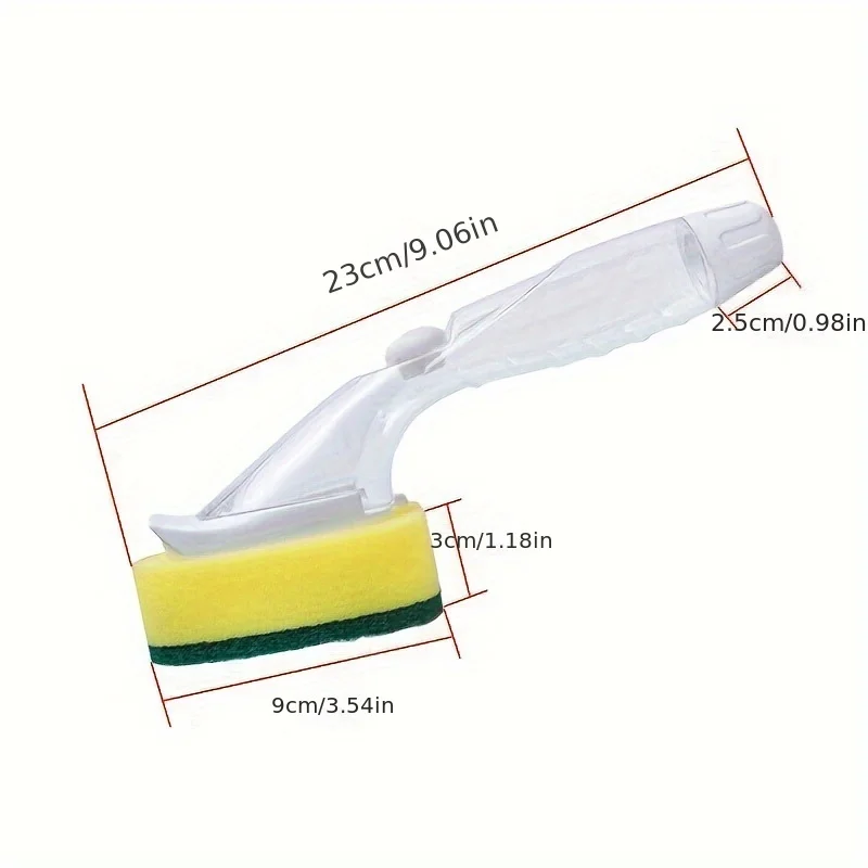 Soap Dispensing Dish Cleaning Brush Set With 1 Dish Washing Handle7Sponge Replacement Head Kitchen Sink Scrubber Cleaning Tool