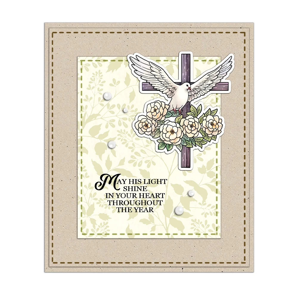 Mangocraft Cross With Flowers Pigeon Clear Stamps DIY Scrapbooking Supplies Silicone Stamp For Card Making Albums Gifts Decor