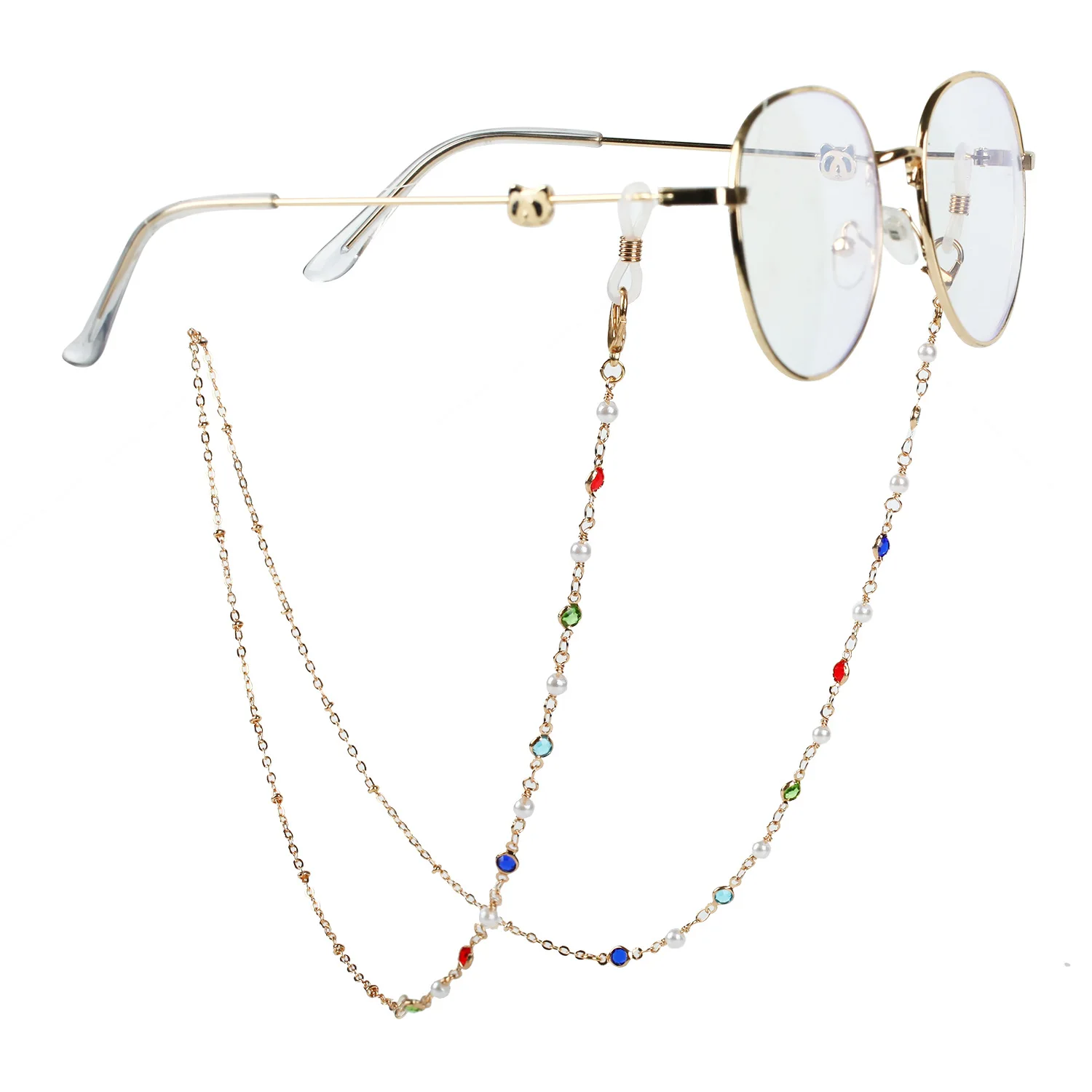Chaîne de lunettes de soleil en cristal pour femmes, perles, bracelet de retenue, bijoux