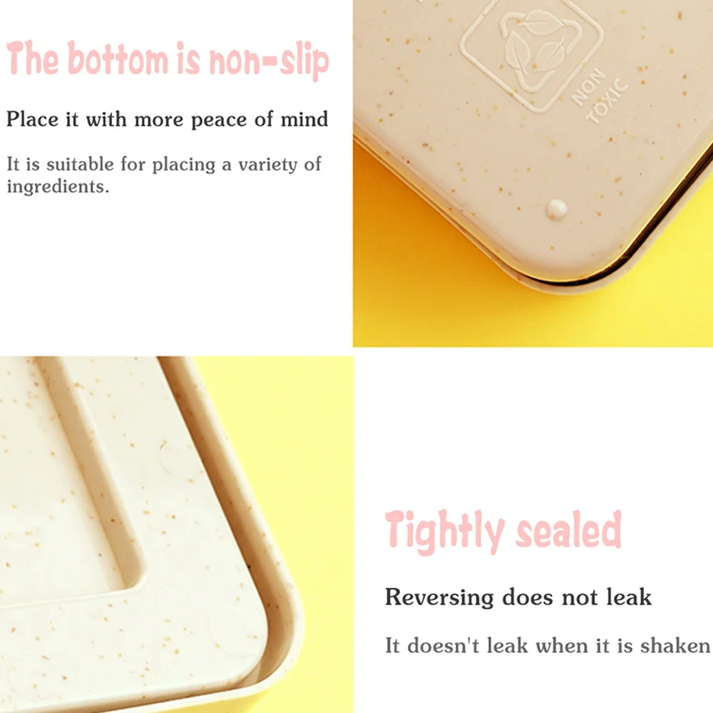 Wheat Straw Toast Shaped Sandwich Box with Lid Reusable Bento Lunch Box Portable Food Storage Container for School Office Picnic 5