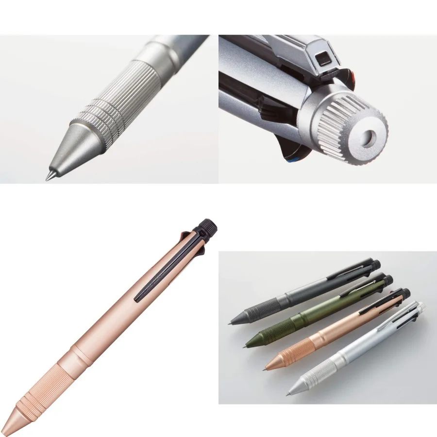 

Professional 0.5mm Ballpoint Pen Set with Metal Body in Black Red Blue Green and Matching 0.5mm Mechanical Pencil in Pink Gold