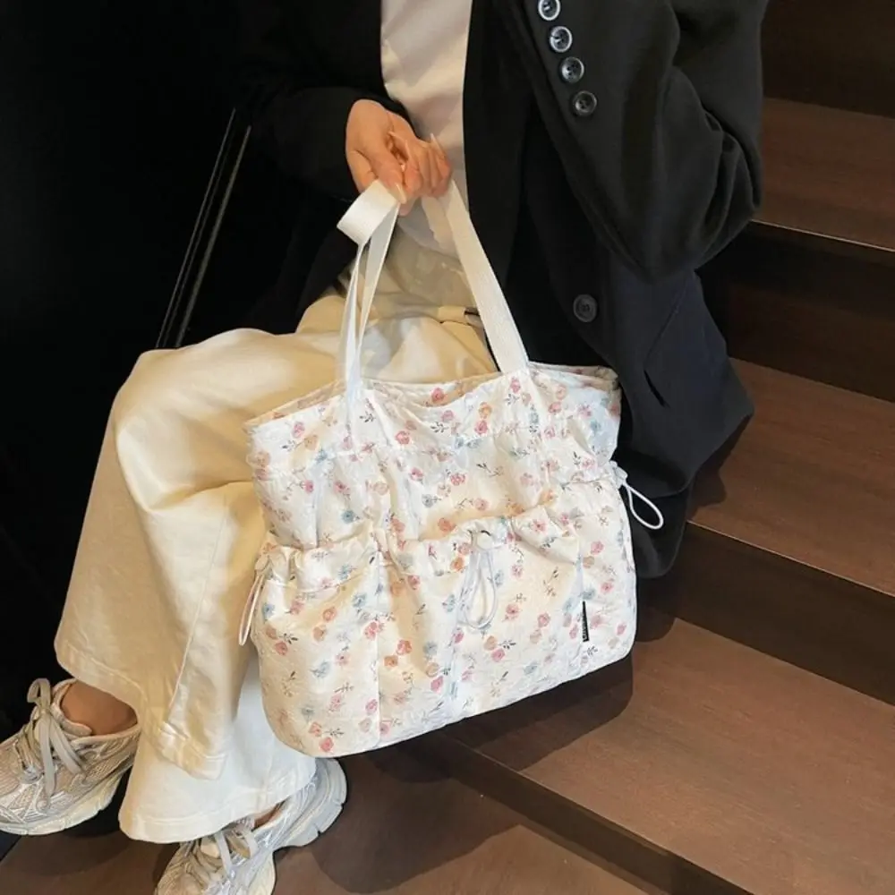 

Sweet Harajuku Aesthetic Handbag Korean Style Large Capacity Floral Tote Bag Underarm Cloth Drawstring Shoulder Bag Streetwear
