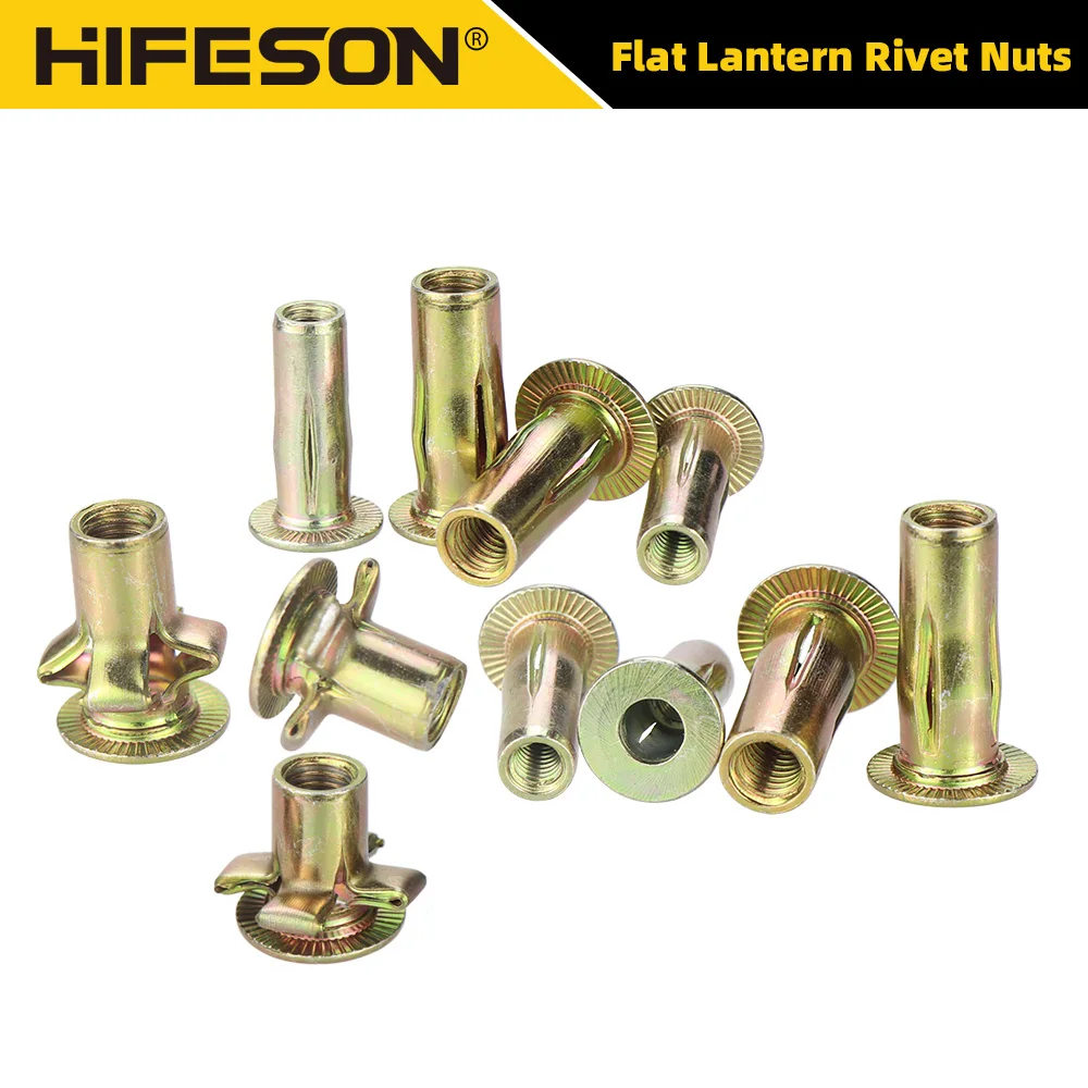 10pcs/20pcs Flat Head Lantern Nut Galvanized Iron Rivet Nuts Rivets Insert Nuts For M4 M5 M6 M8