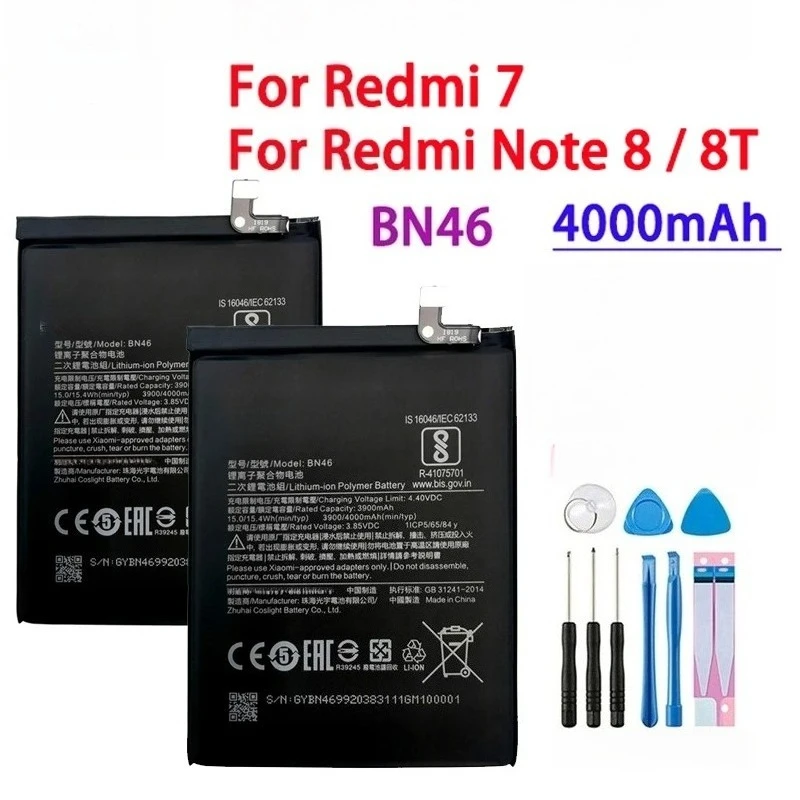 بطاريات الهاتف المحمول عالية الجودة بقدرة 4000 مللي أمبير في الساعة BN46 BN4A لشاومي Redmi 7/Note 8/8T لبطاريات الهاتف المحمول Redmi Note 7/7 Pro