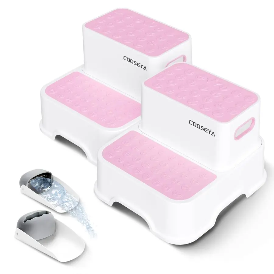 

2-ступенчатые табуретки для детей, табурет-ступенька для раковины в ванной комнате, нескользящая двойная ступенька для ванной комнаты малышей, многофункциональная