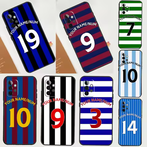 Personalised Football Number Strips Cover For Samsung Galaxy A54 A34 A14 A51 A71 A52S A73 A53 A33 A13 A12 A52 A32 A22 Back Case