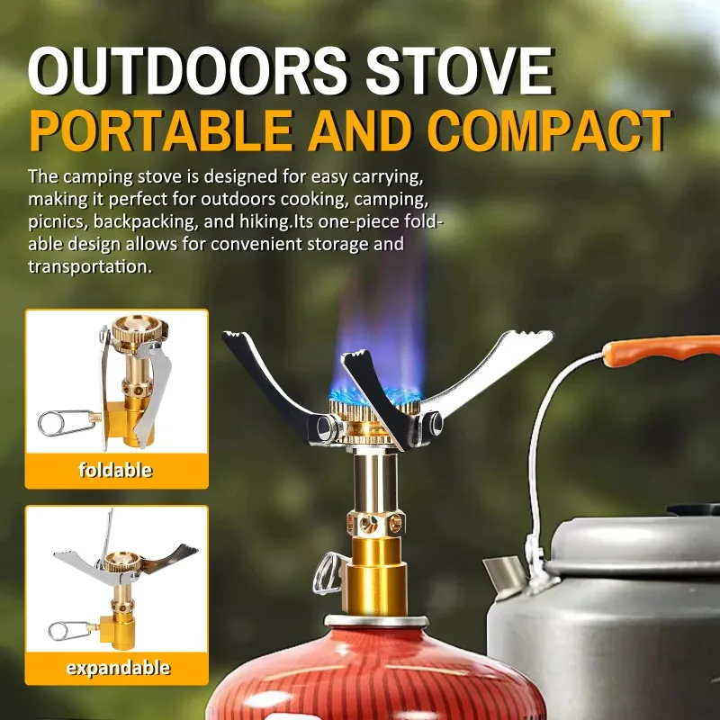 

Outdoor Cooking Camping Picnic Backpack Hiking Portable Camping Stove GasBurner Foldable Camping Stove Head 1600W