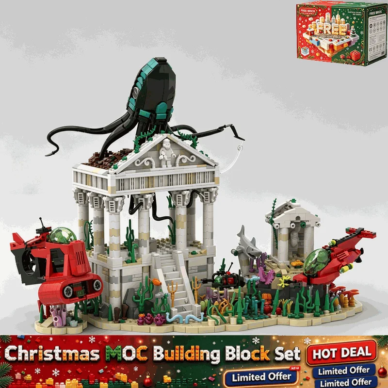 2888PCS MOC Sunken Temple Underwater Ruins Model Building Blocks DIY Creative Assembly Toy Birthday Gift Collection Display