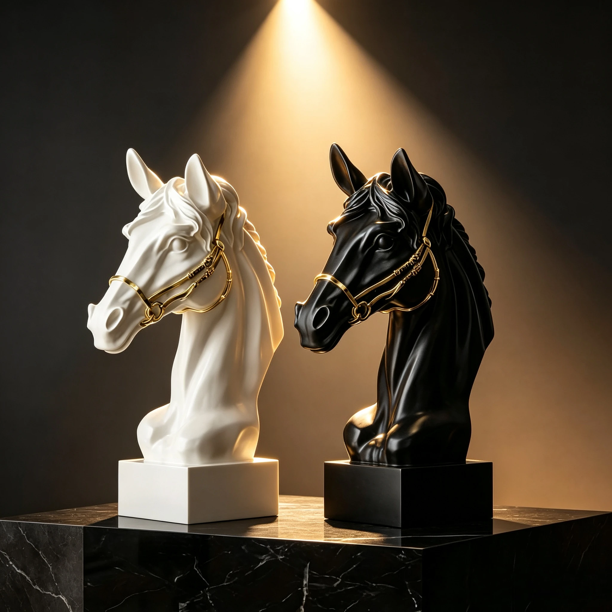 Modern Minimalist Resin Horse Head Sculpture for Living Room Office - Luxury Abstract Art Statue Home Decor Display Gift