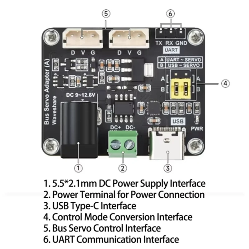 A7THK-For Raspberry Pi Serial Bus Servo Adapter Integrates Power Supply Control Circuit Driver Board For UART ESP32/For Arduino