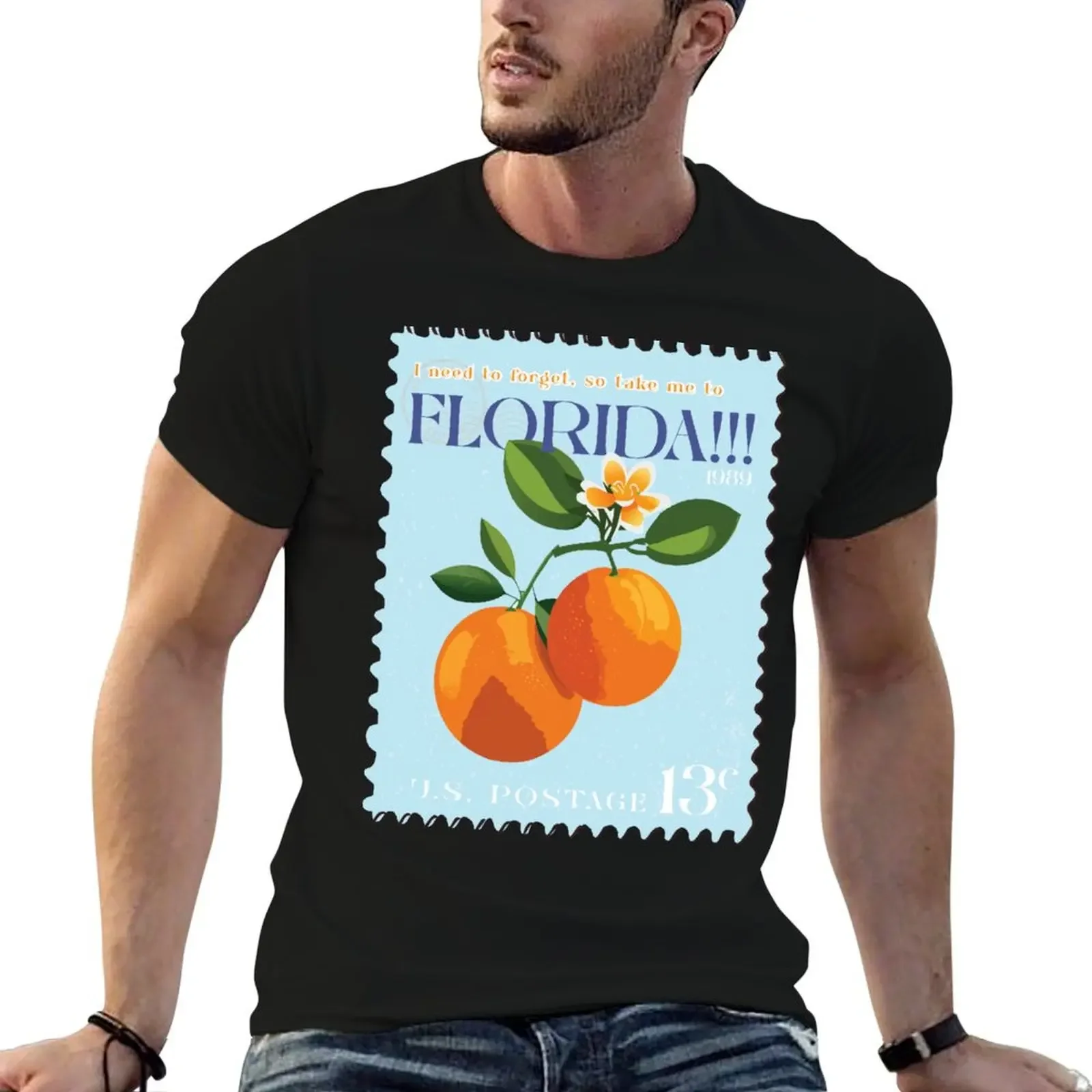 

FLORIDA!!! Postage Stamp T-Shirt summer top Aesthetic clothing plus sizes rapper graphic tees T-shirt men
