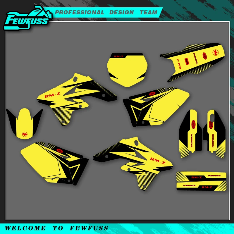 

Fewfuss для SUZUKI RMZ 250 2007 2008 2009, графические наклейки, наборы наклеек для мотоцикла, фон, индивидуальный номер, имя