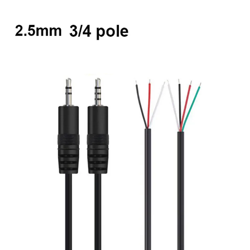 2.5mm 3pole 4pole Connector Cable Male Female Plug 3pin 4pin Extension Wire DIY Audio Microphone Repair Cable Adapter 1pcs/5pcs