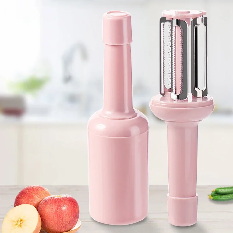 Multi-functional with Cover Three-in-one Peeling Knife Home Fruit Potato Scraper Ginger Garlic Grinder Melon Peel Shaving Wire