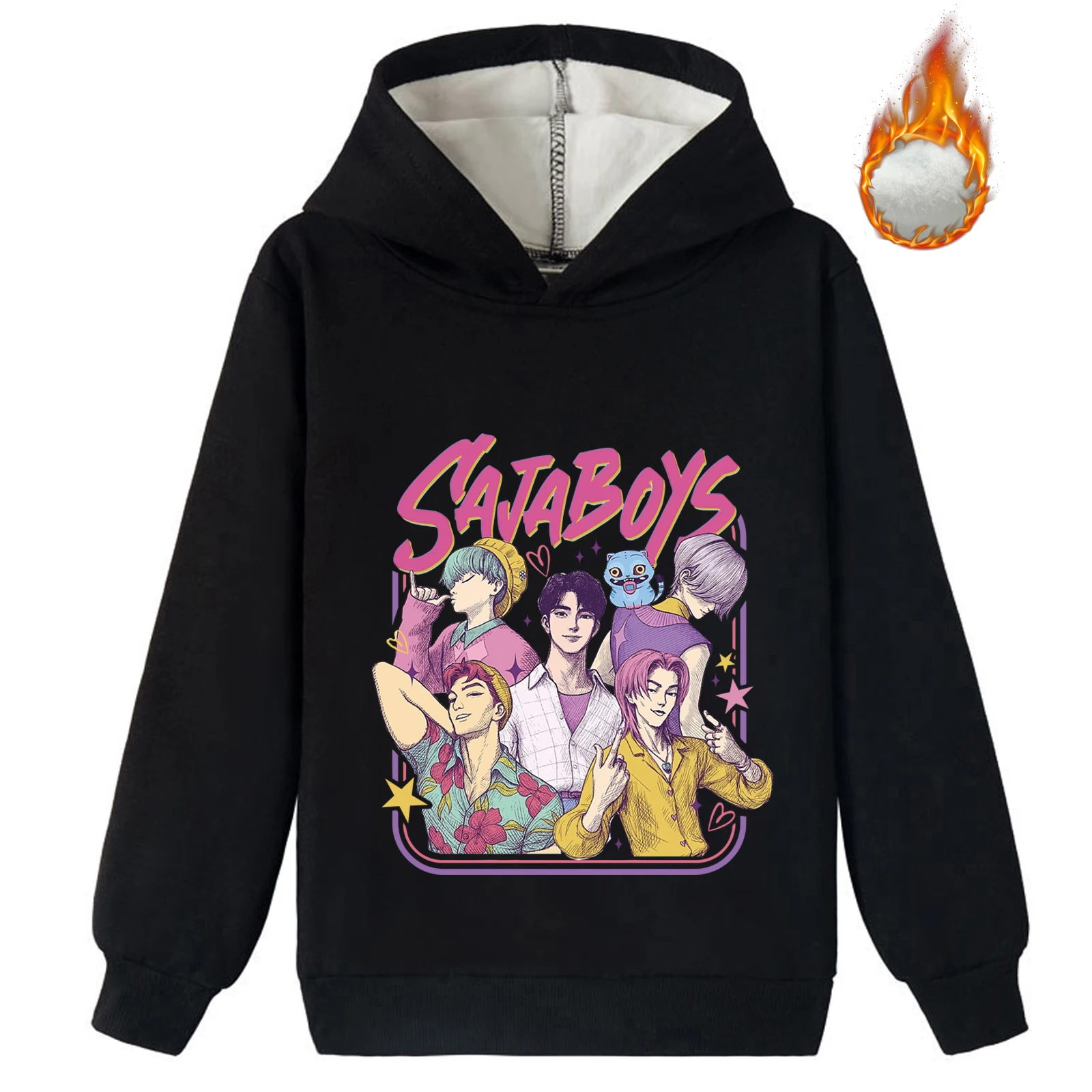 Sweat-shirt à capuche unisexe pour enfants, Kpop Demon Hunters, hauts chauds à manches longues, sweat-shirt d'hiver à capuche pour 2-14 ans