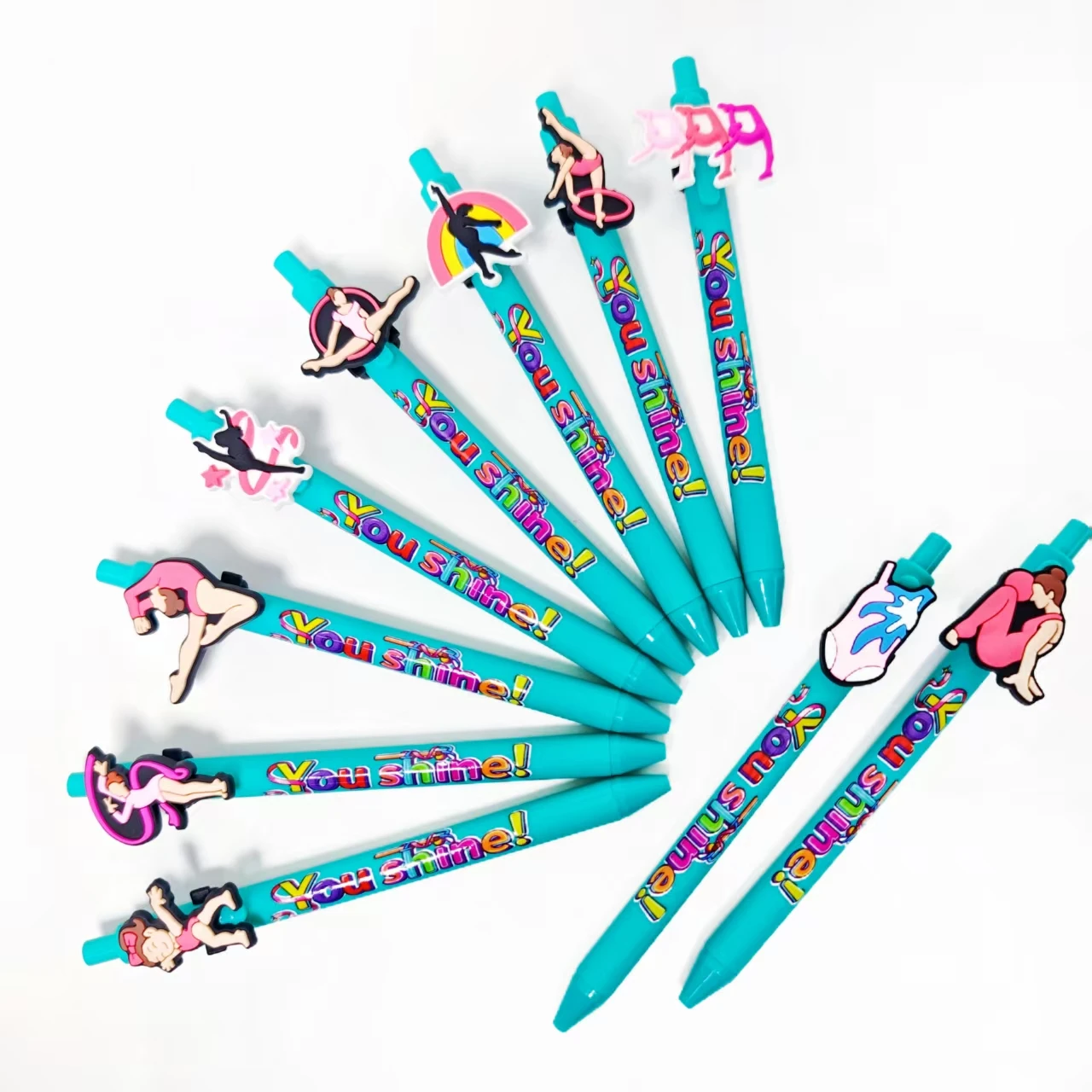 

10pcs/15pcs Artistic Gymnastics Theme Ballpoint Pen Creative "You shine" Printing Daily Office Student Learning Stationery Pen