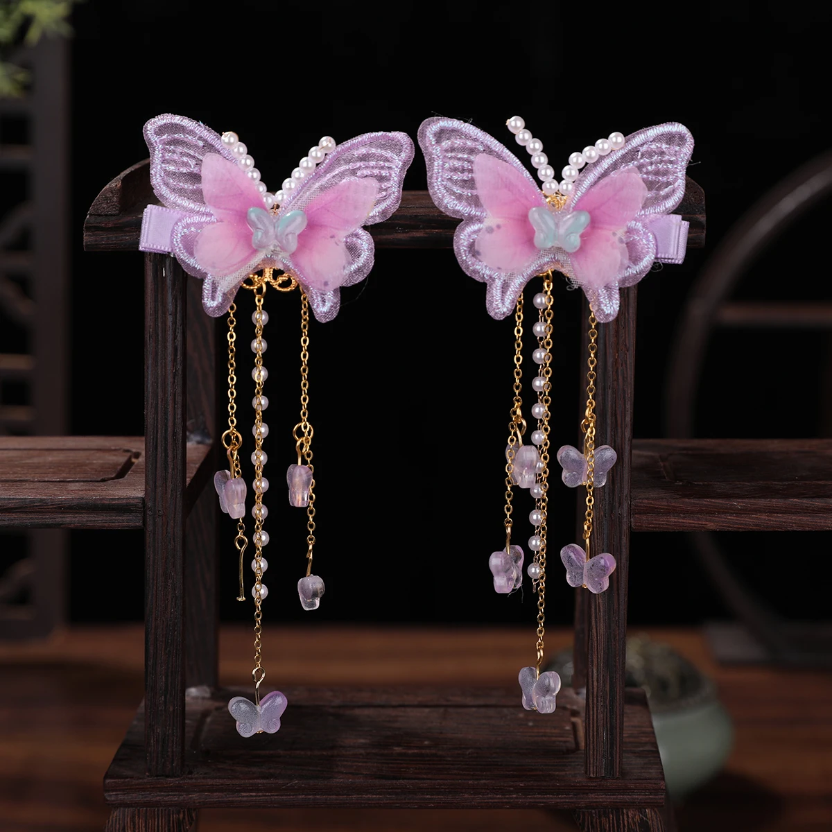 Children\'s Hanfu Hair Accessories Super Immortal Butterfly Tassel Hair Clip Elegant Girl Ancient Style Flower Headwear Ancient S